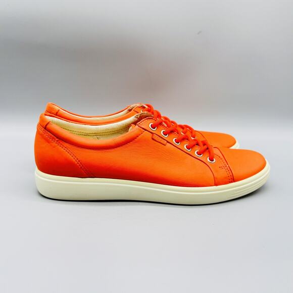 Ecco Shoes - Ecco Shoes Womens Size 10 Orange Leather Soft 7 Lace Up Comfort Walking Sneakers